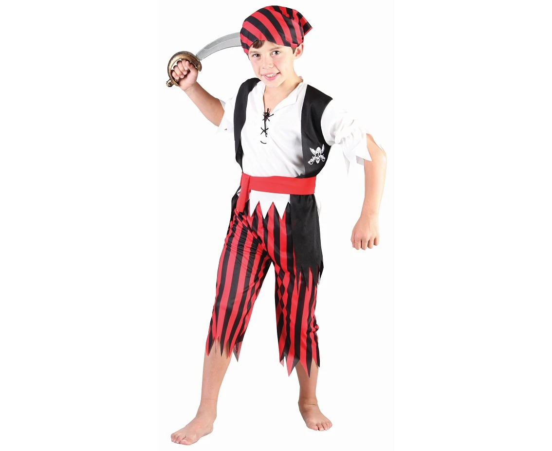 Role play-set for kids Striped Captain (pants, shirt with vest, belt, bandana), size 120/130 cm